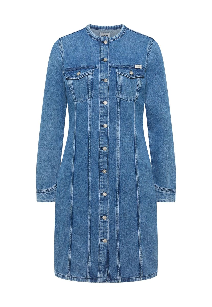 Denim-Midi-Hemdkleid mit Knöpfen