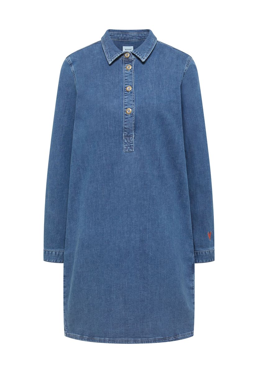 Langärmeliges Denim-Minikleid