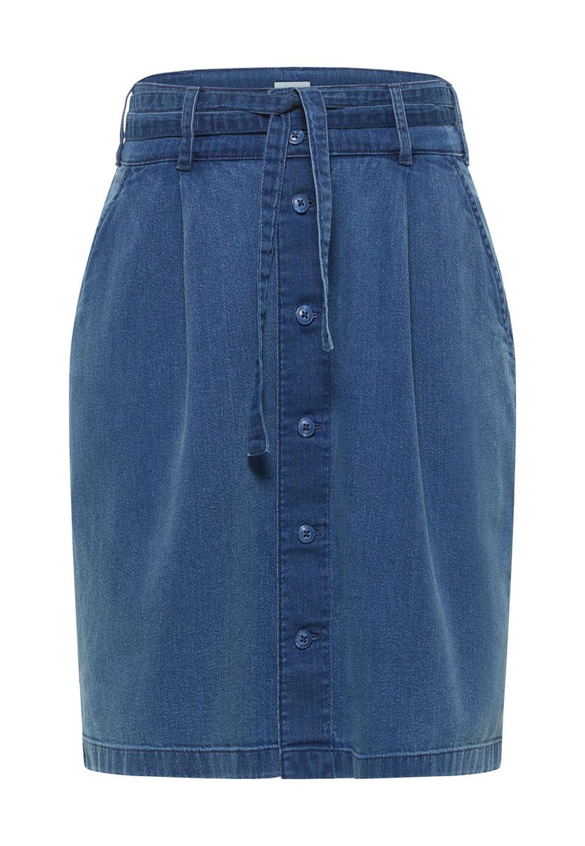 Denim-Midirock mit Knopfleiste