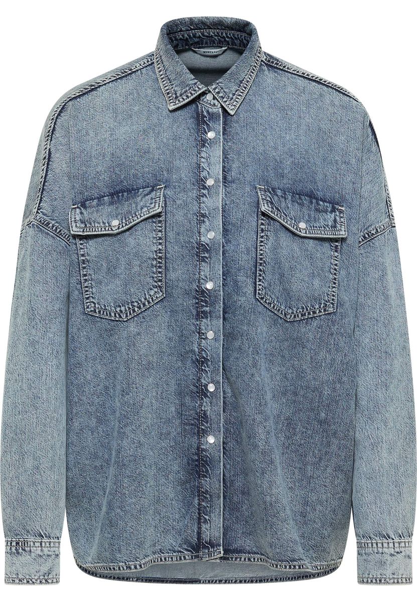 Locker geschnittenes Denimhemd mit Taschen