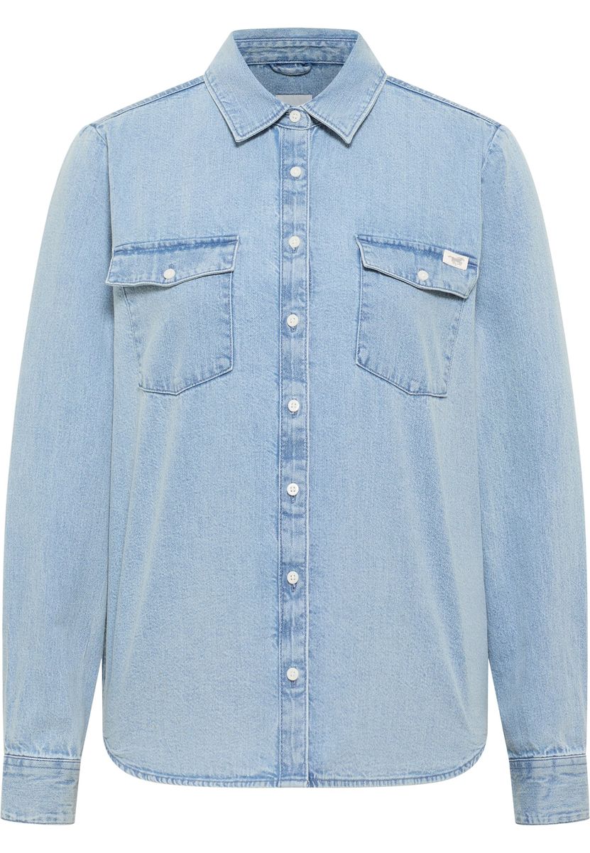 Langärmliges Jeanshemd in heller Waschung