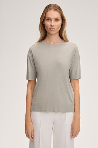 Marc Cain Lyocell-Baumwoll-Mischung T-Shirt in Greige Relaxed Fit