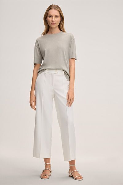 Marc Cain Lyocell-Baumwoll-Mischung T-Shirt in Greige Relaxed Fit