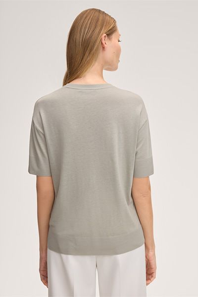 Marc Cain Lyocell-Baumwoll-Mischung T-Shirt in Greige Relaxed Fit