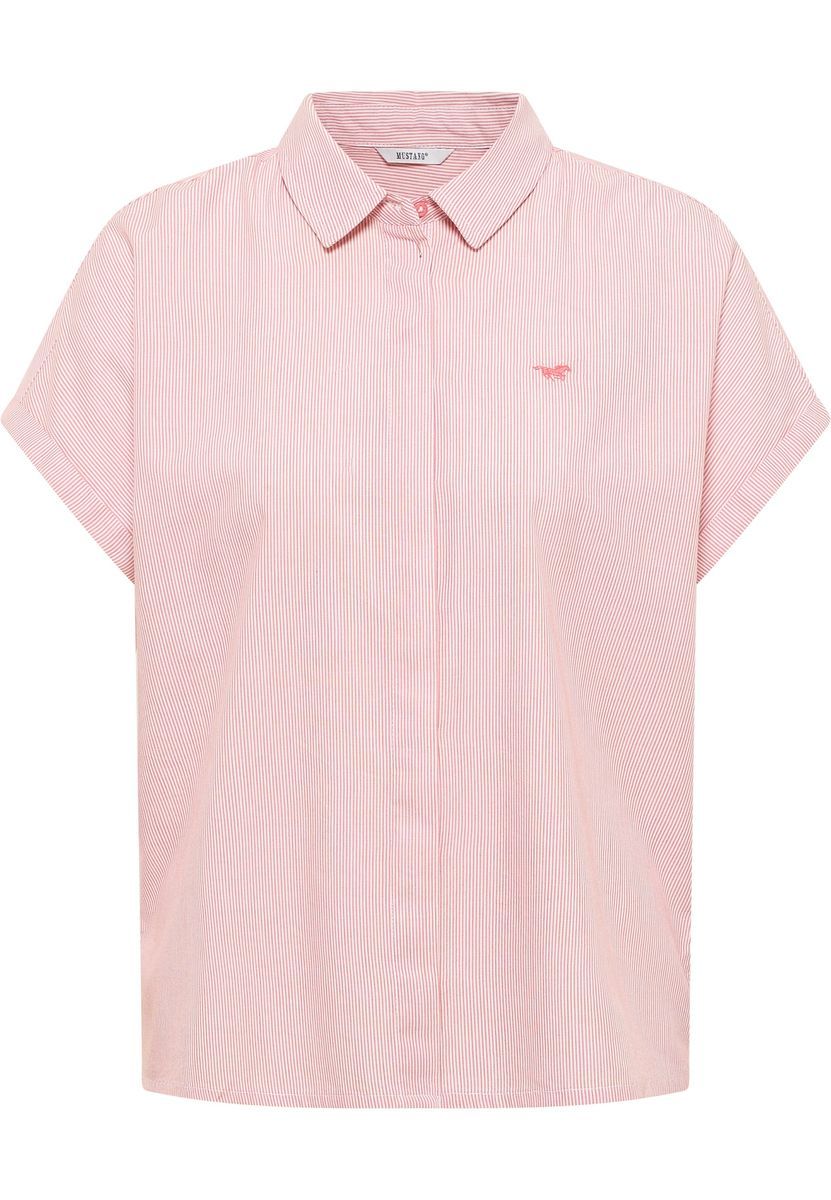 Gestreifte Kurzarm Baumwollmischbluse