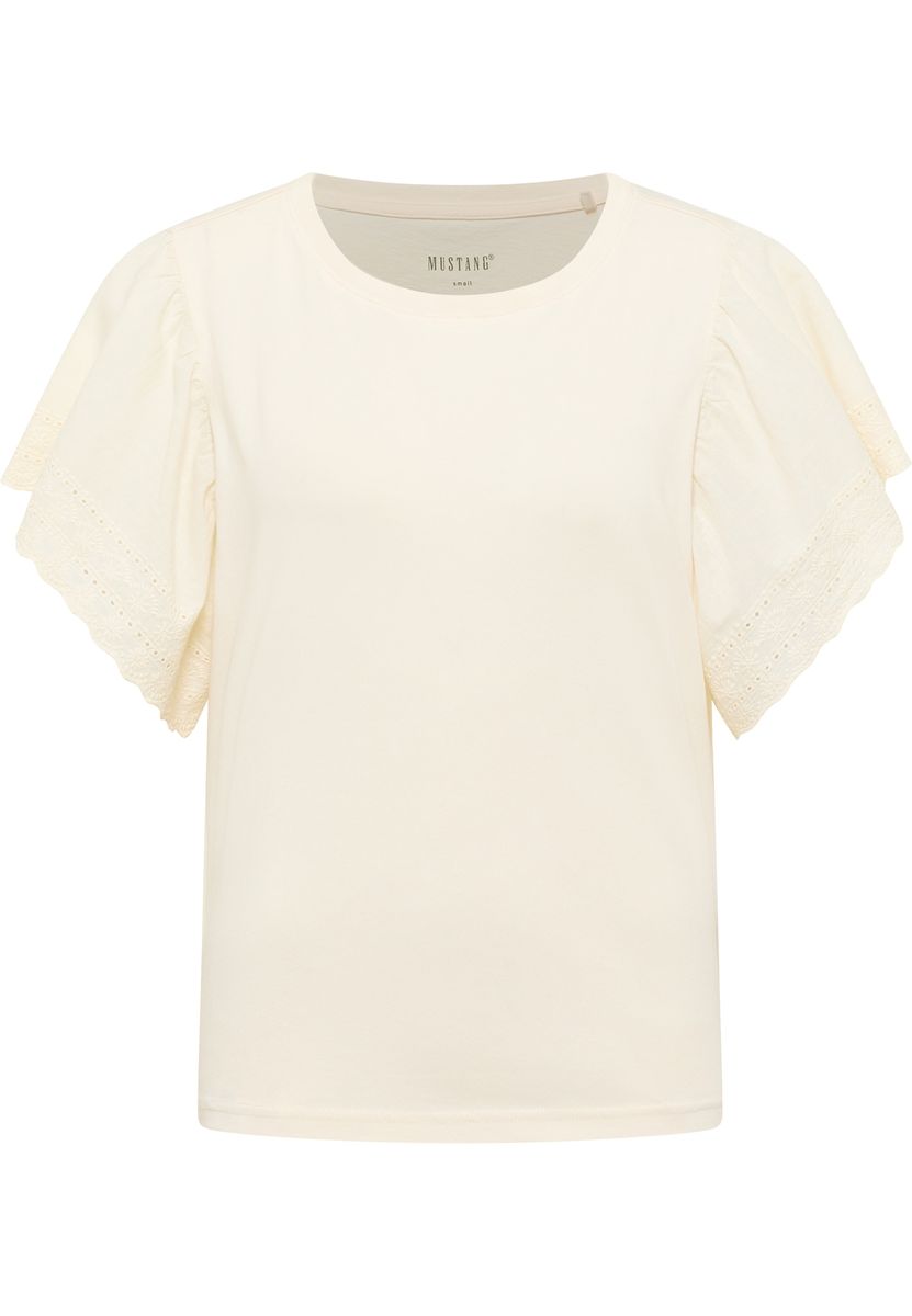 Elegantes Off-White T-Shirt mit Spitzärmeln