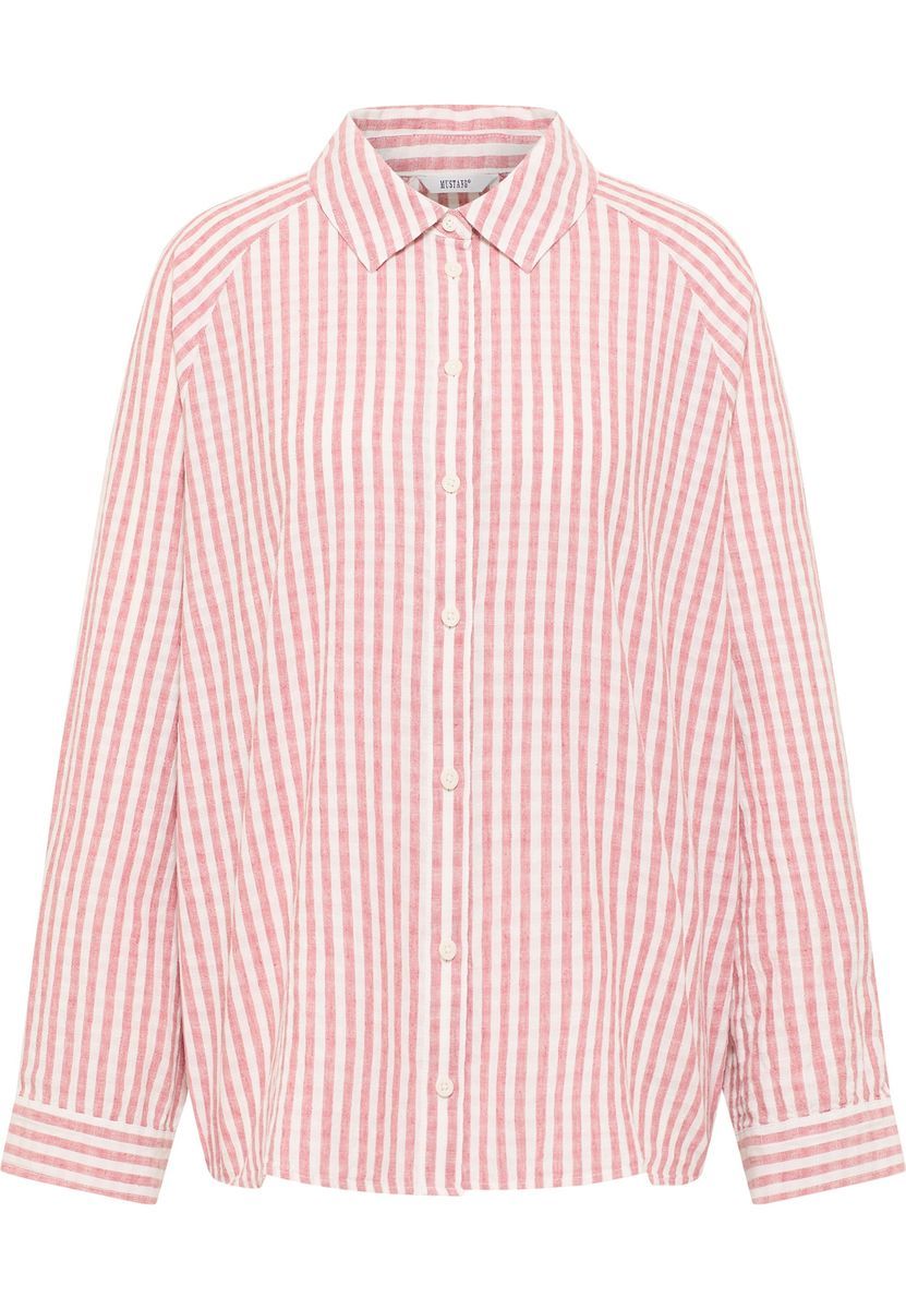 Gestreiftes Baumwoll-Leinen-Knopfhemd