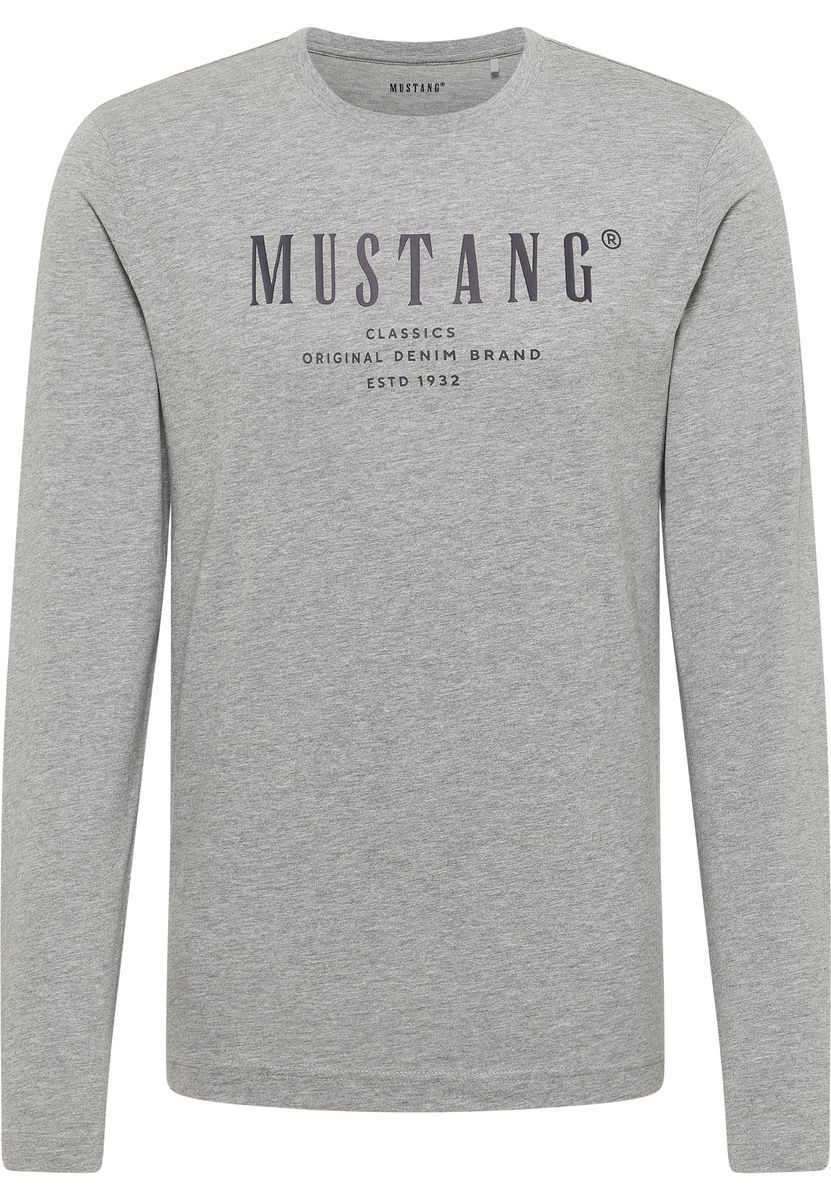 Graumeliertes Langarmshirt mit Logo