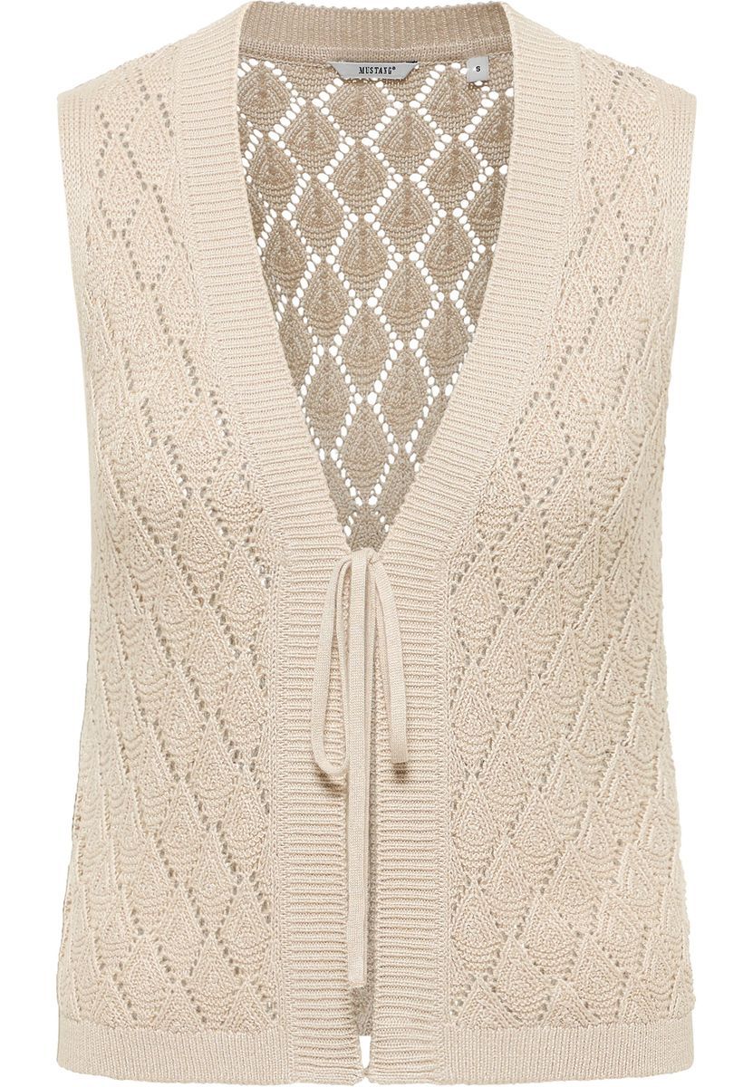 Offene Strickweste mit Bindeband