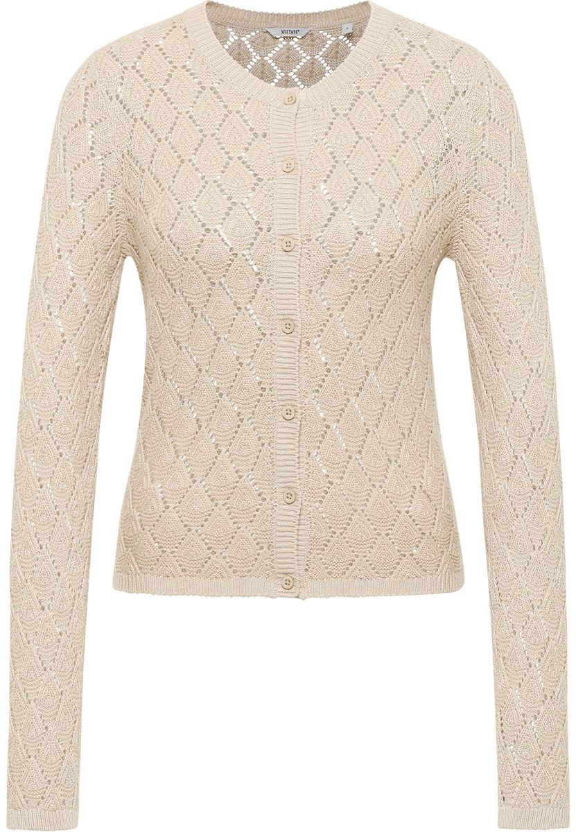Strickjacke mit offener Strickstruktur und Knopfleiste