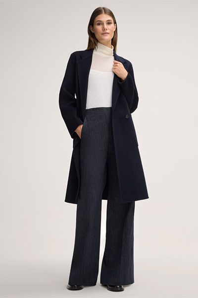 Navy Denim Marlene Hose Baumwollmix High-Waist Weites Bein