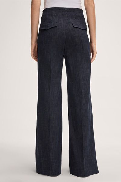 Navy Denim Marlene Hose Baumwollmix High-Waist Weites Bein