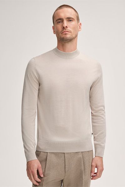 Windsor Nando Beige Woll-Kaschmir-Seide Rollkragenpullover Unisex
