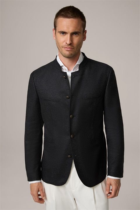 Windsor Schwabing Anthrazit Woll-Kaschmir-Mischung Trachten-Janker Blazer Stehkragen