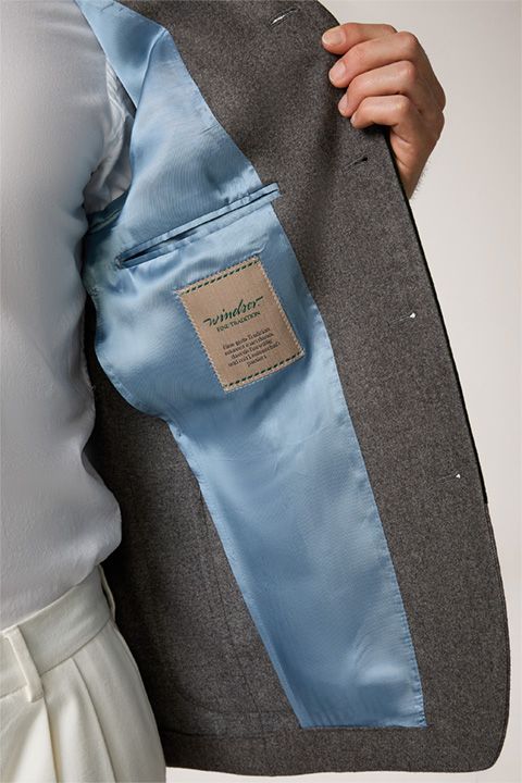 Windsor Sendling Trachten-Janker Traditioneller Wollblazer in Grau mit Samt