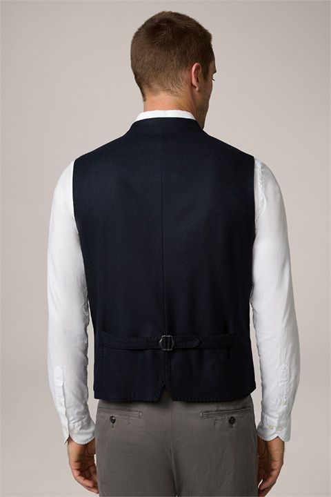 Ammersee Weste Marineblau-Bordeaux gemustert Stehkragen Traditionelle Trachtenweste