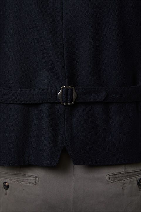 Ammersee Weste Marineblau-Bordeaux gemustert Stehkragen Traditionelle Trachtenweste