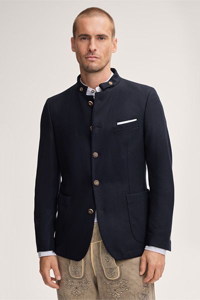 Windsor Marineblau Kaschmir Mischung Traditionelle Trachten Janker Jacke mit Stehkragen