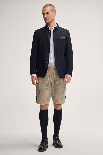 Windsor Marineblau Kaschmir Mischung Traditionelle Trachten Janker Jacke mit Stehkragen