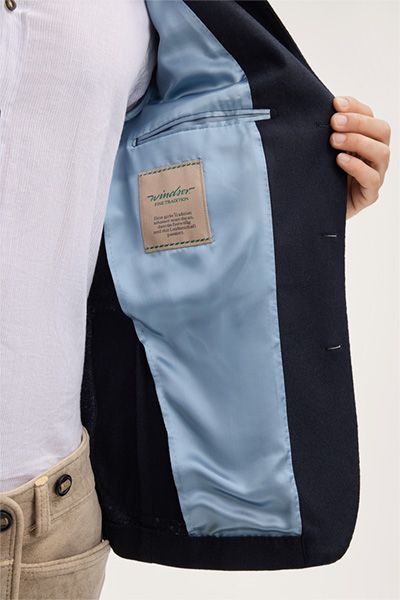 Windsor Marineblau Kaschmir Mischung Traditionelle Trachten Janker Jacke mit Stehkragen