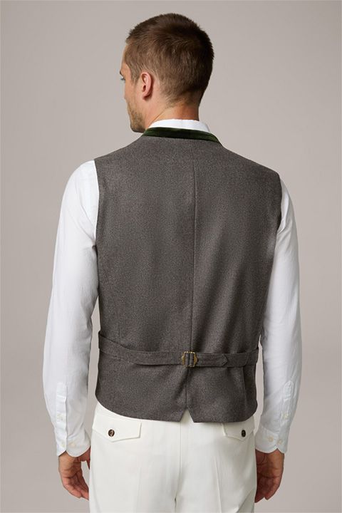 Traditionelle Trachten-Weste Au Graue Wollweste mit Samtdetails