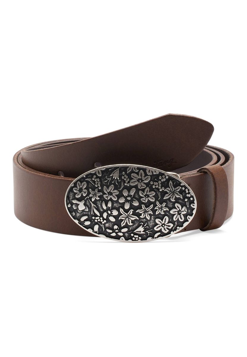 Ledergürtel mit floraler Schnalle