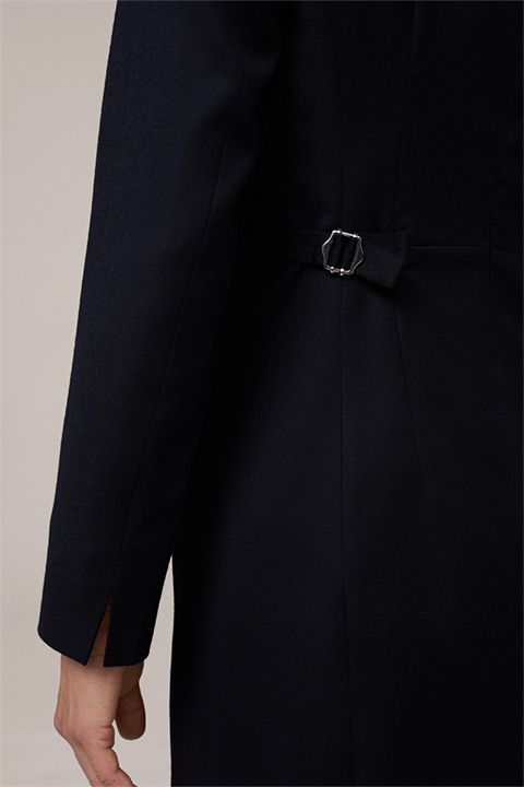 Flanell Marineblaues Blazer-Kleid Wollmischung mit Taillendetail