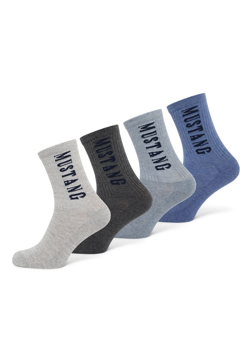 Gerippte Herrensocken mit Logo-Baumwollmischung