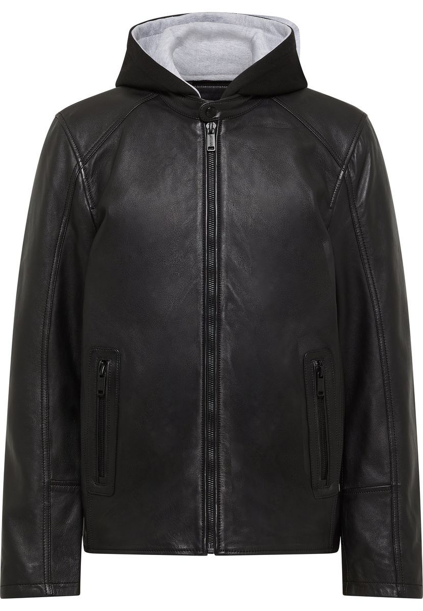 Schwarze Lammlederjacke mit Reißverschluss