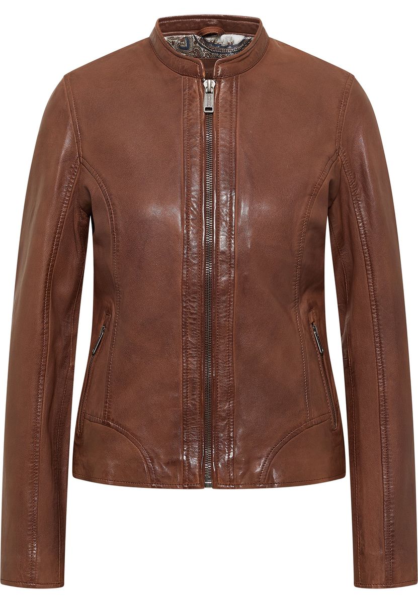 Cognacbraune Leder-Bikerjacke