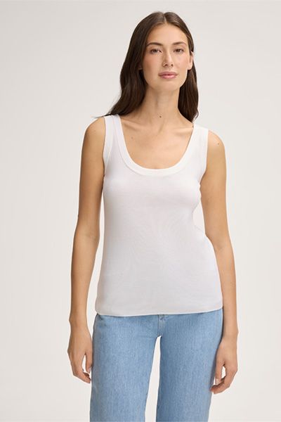 Marc Cain Feinstrick Ecru Merino-Wolle Ärmelloses Top