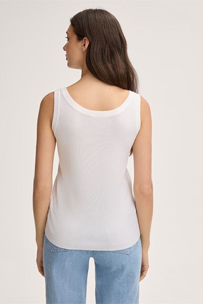 Marc Cain Feinstrick Ecru Merino-Wolle Ärmelloses Top