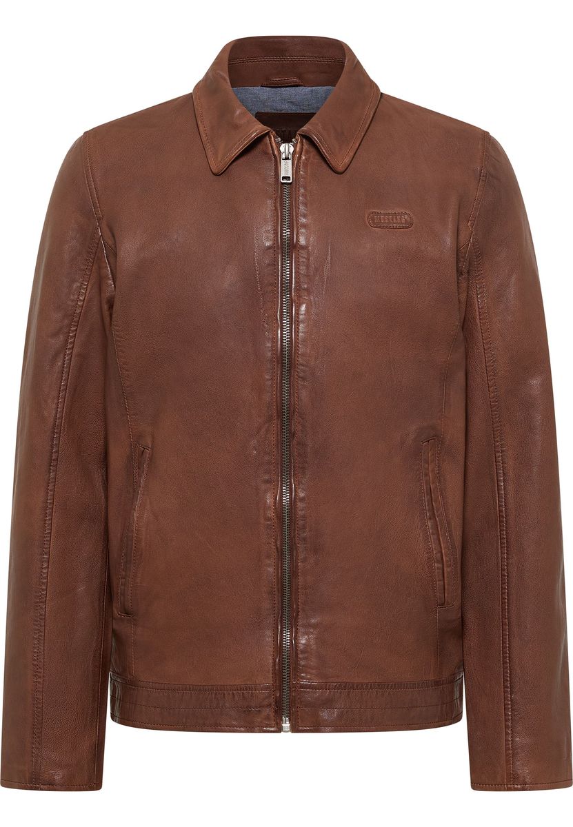 Cognac Lammlederjacke klassischer Kragen