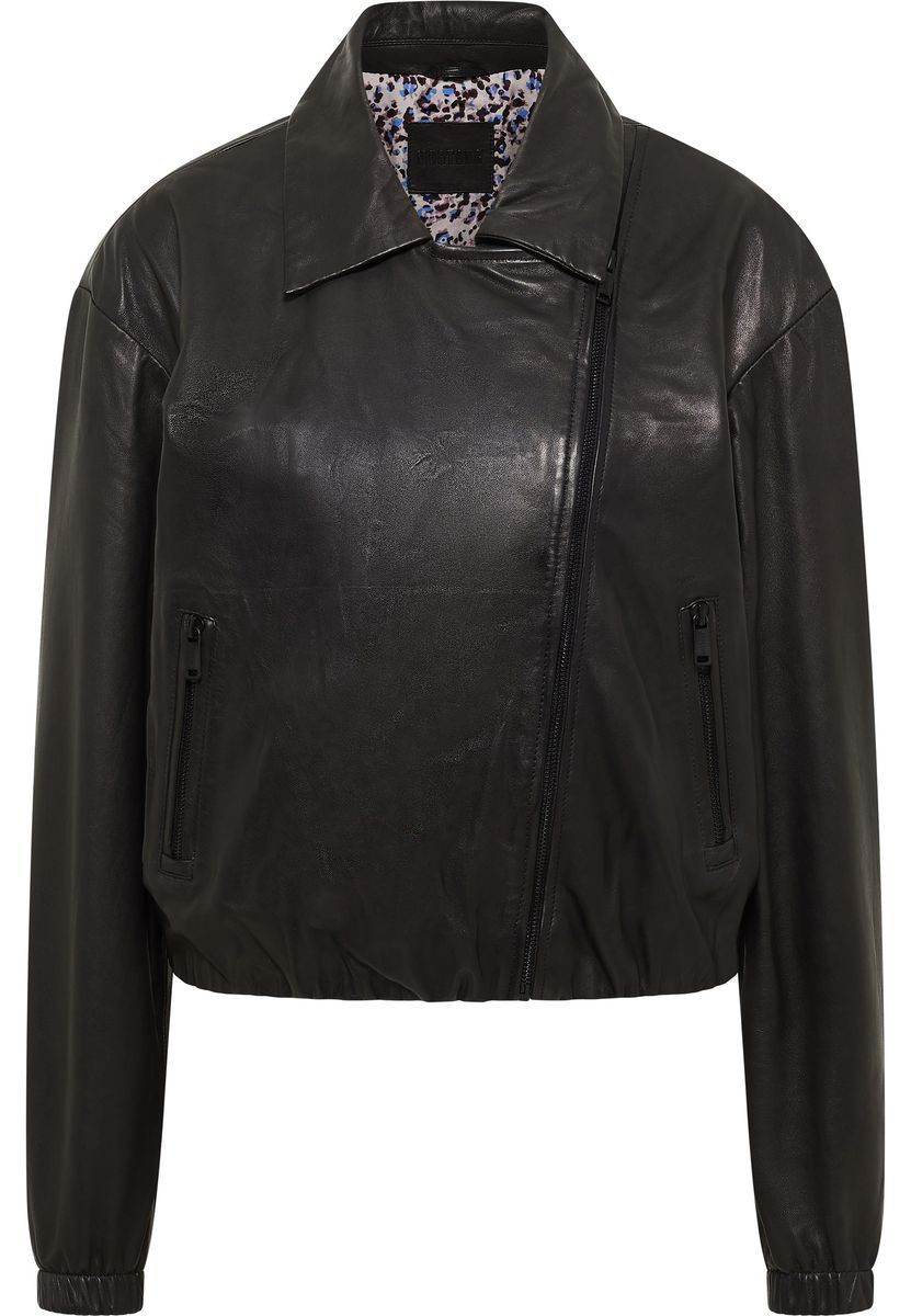Asymmetrische Leder Bomberjacke