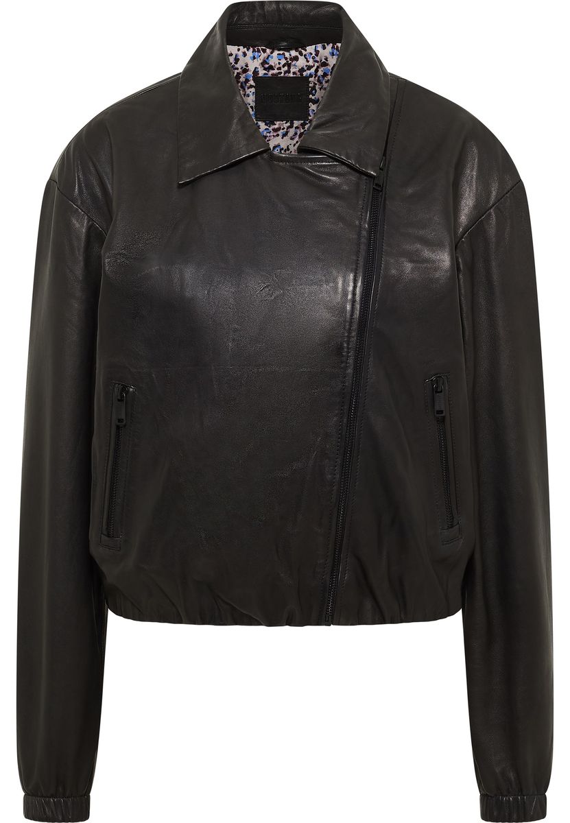Asymmetrische Leder Bomberjacke
