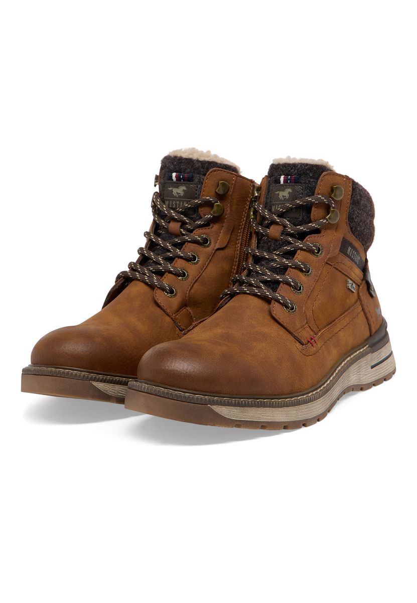 Cognac Kunstleder Stiefeletten