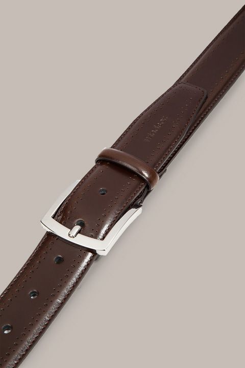 Maison Common Dunkelbrauner Ledergürtel mit Lyra-Perforationen und Schnalle