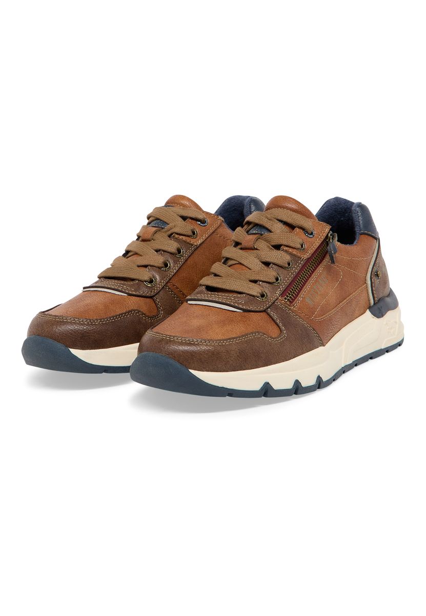 Cognacfarbene lässige Leder-Sneakers