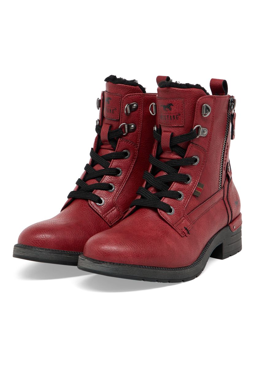 Schnürstiefelette mit seitlichem Reißverschluss