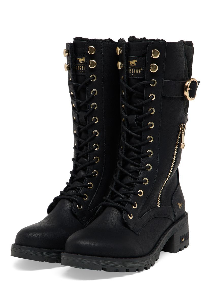 Geschnürte, kniehohe Kampfstiefel