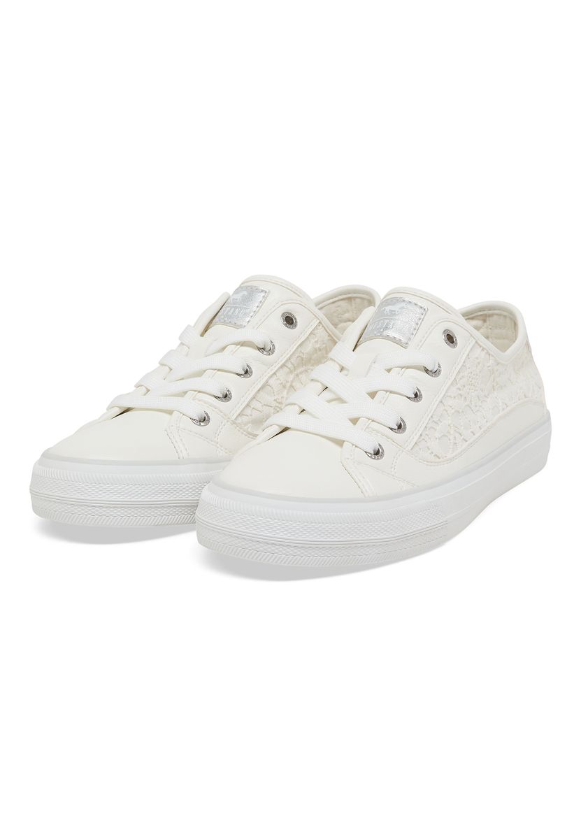 Canvas-Sneaker mit Spitzenbesatz