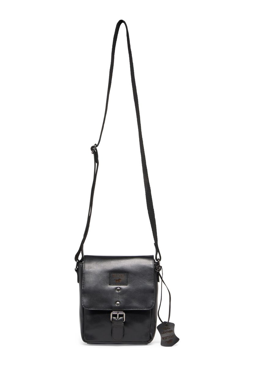 Kleine Schultertasche mit Lederklappe