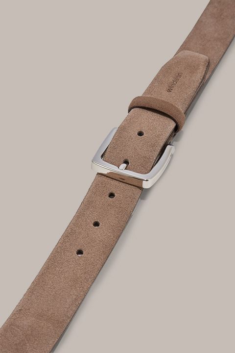 Veloursledergürtel in Taupe mit Schnalle