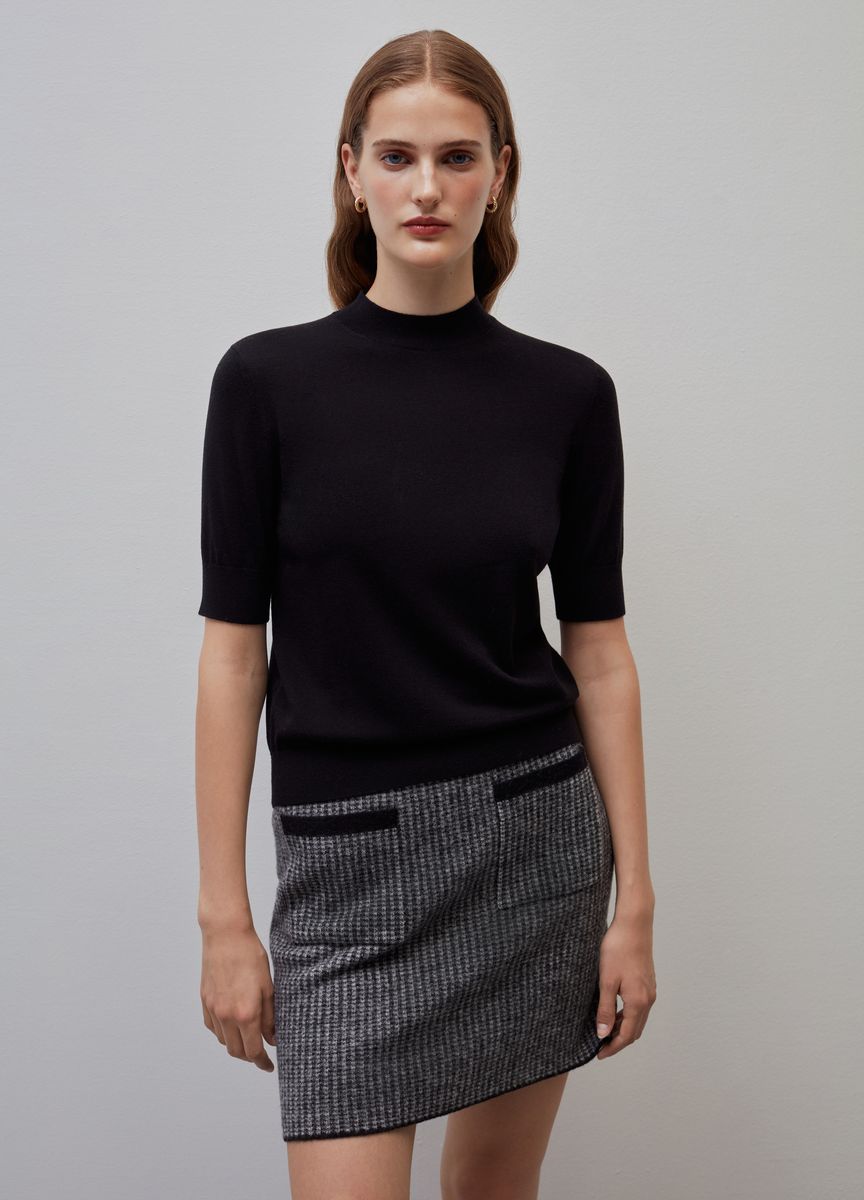 Minirock mit Hahnentrittmuster und Taschendetail