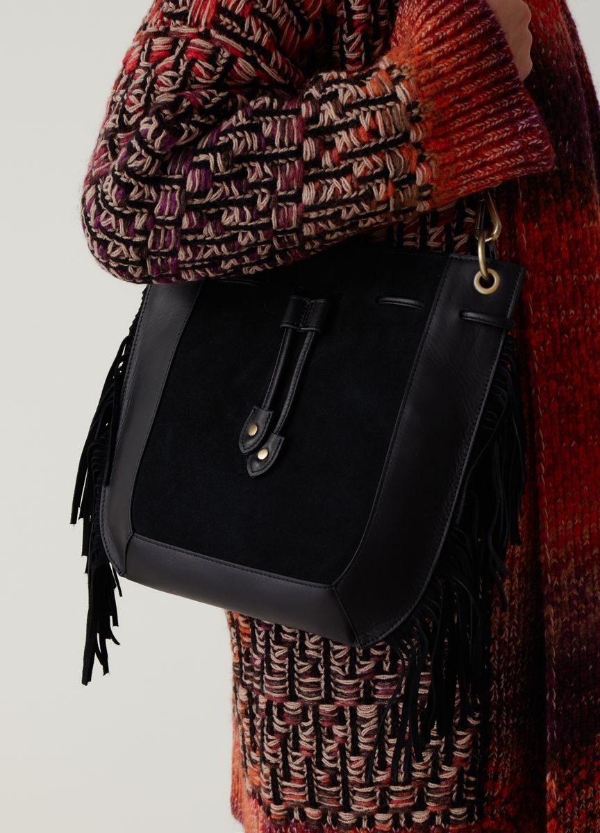 Fransen-Wildleder-Beuteltasche