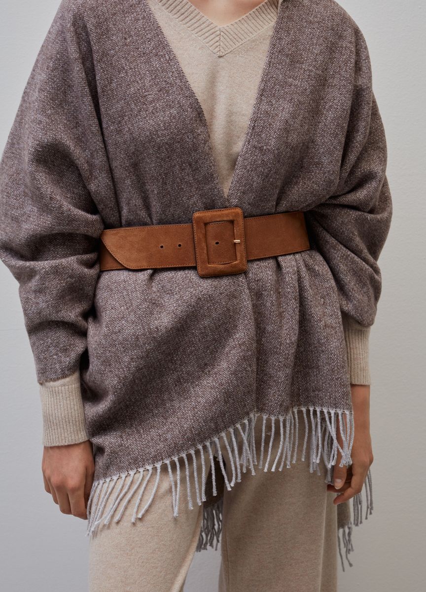 Wildledergürtel mit quadratischer Schnalle