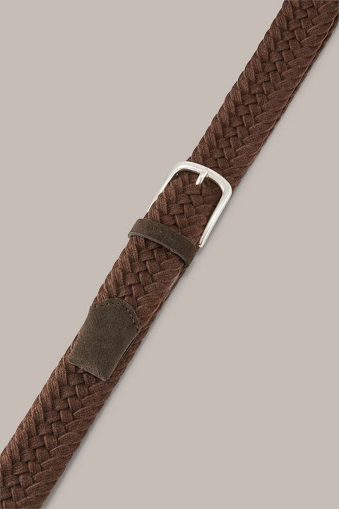 Windsor Geflochtener Woll- und Wildledergürtel Dunkelbraun Unisex