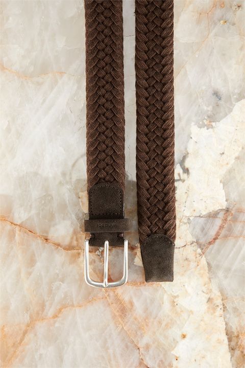 Windsor Geflochtener Woll- und Wildledergürtel Dunkelbraun Unisex