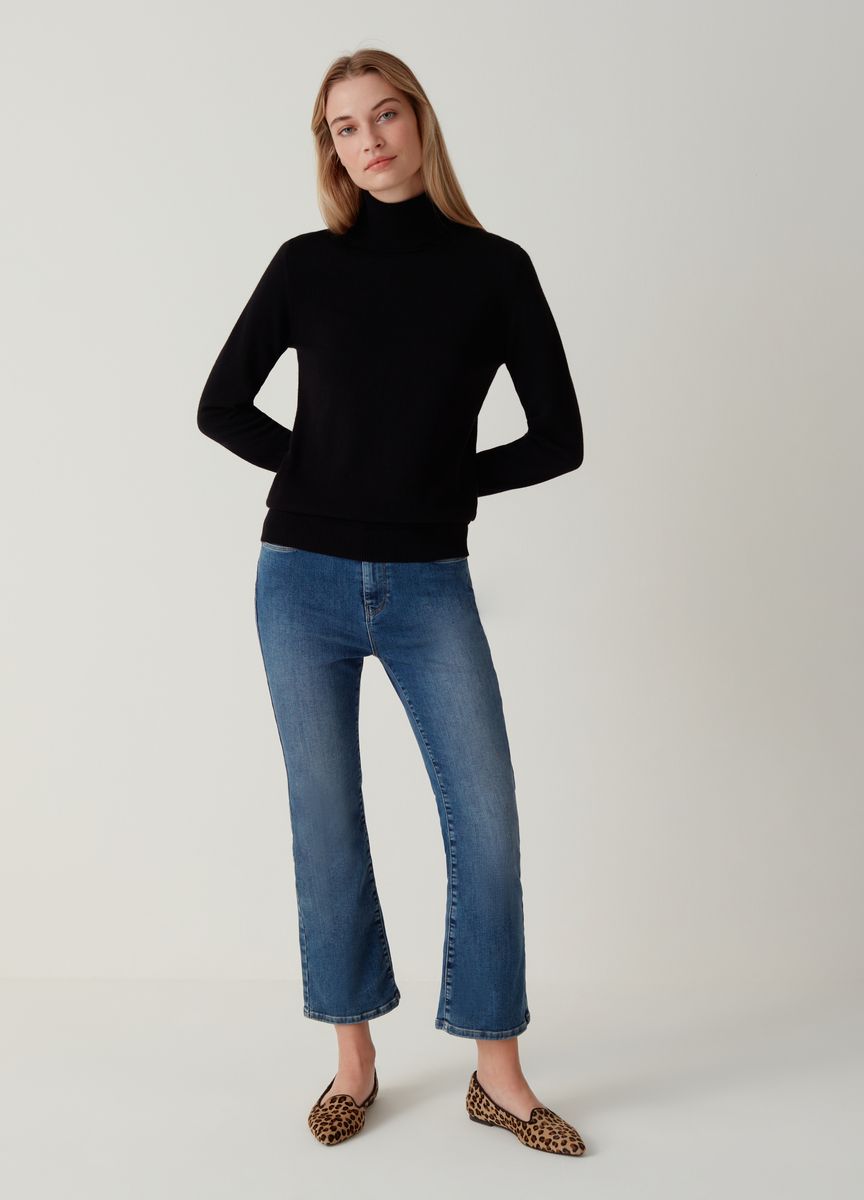 Klassischer schwarzer Rollkragen Strickpullover