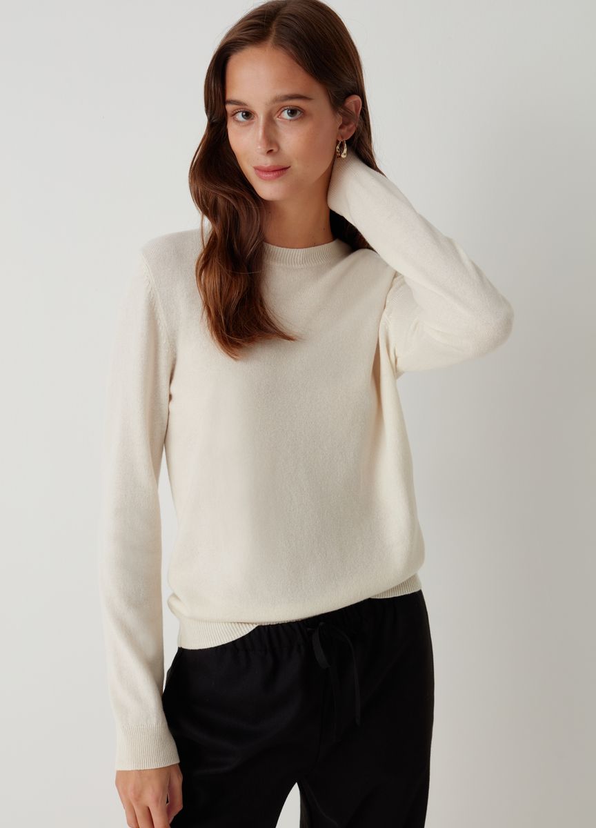 Klassischer Kaschmirpullover mit Rundhalsausschnitt